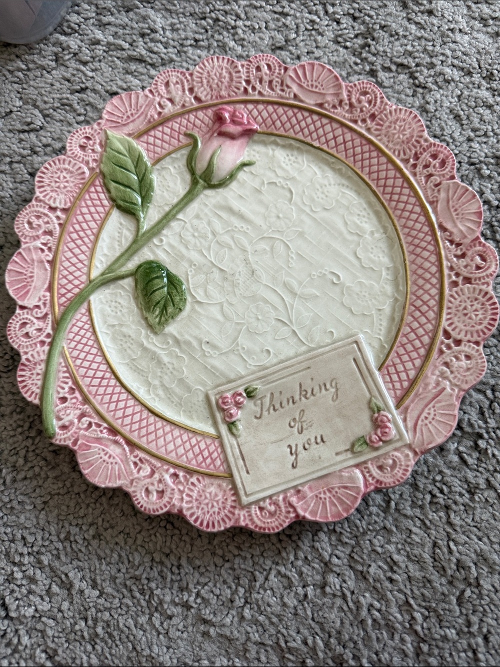 Omnibus by Fritz and Floyd Pink Floral 'Thinking of You' Decorative Plate